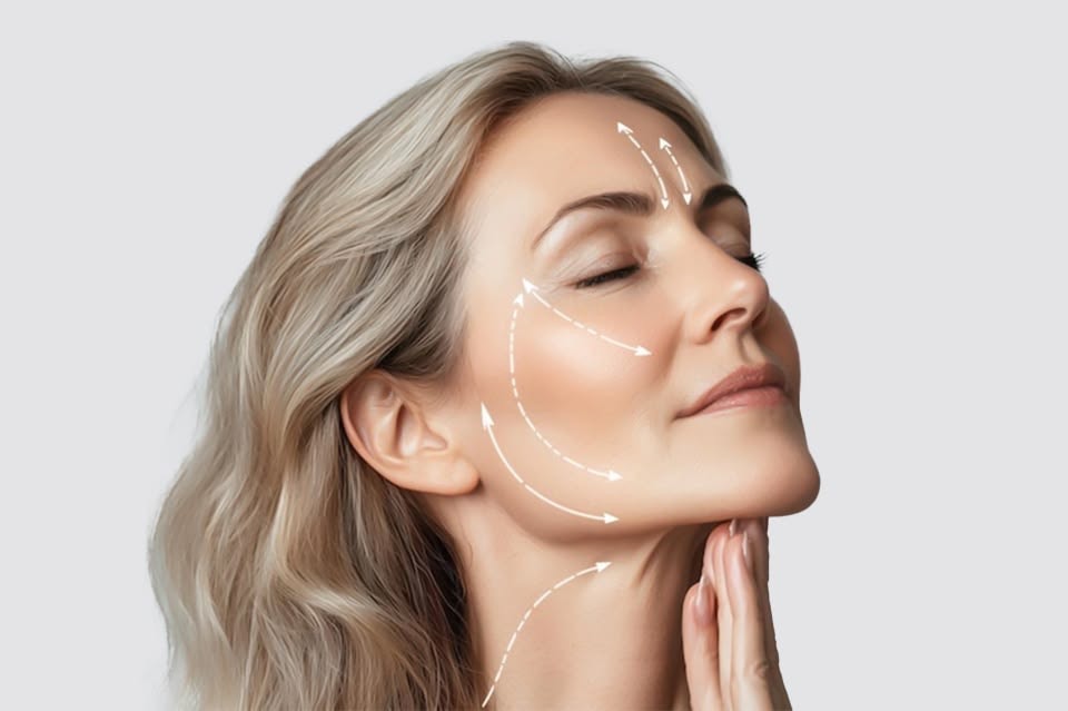 Vetores de rejuvenescimento facial — mapa de tratamentos estéticos